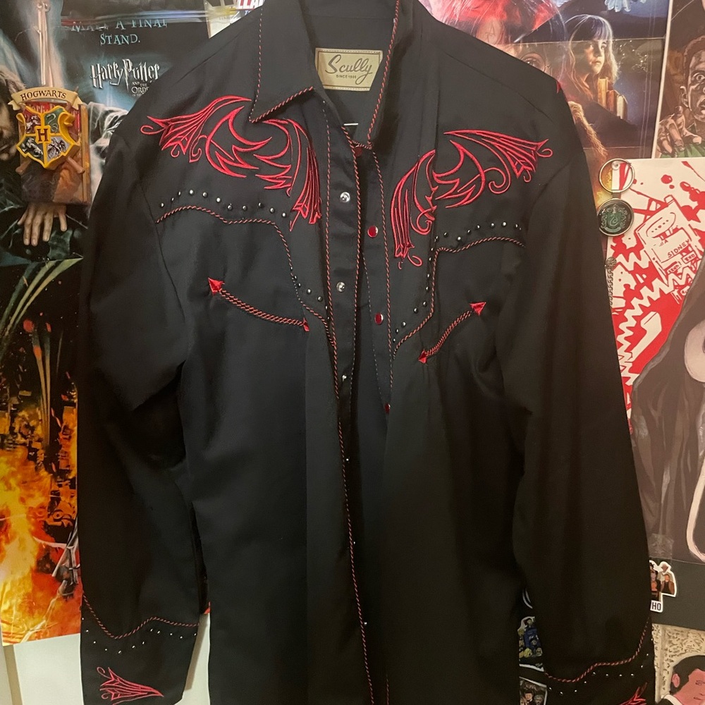 Scully Performance Jacket Black with Red Embroidery